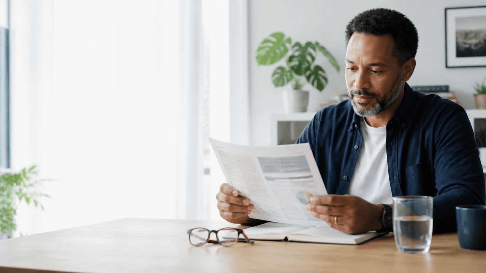 A reader consulting public research information at home.
